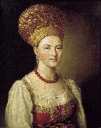 Ivan Argunov Portrait of an Unknown Woman in Russian Costume oil on canvas